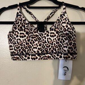 NWT ZYIA Leopard Pattern Sports Bra Size Small